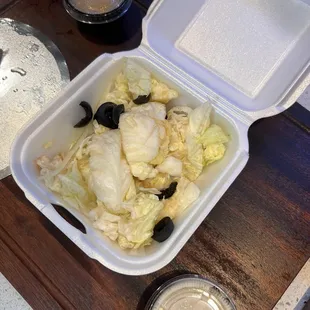 Side salad, fried zucchini. Really disappointing and it was like $21 F this