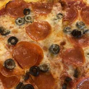 Pepperoni and black olives