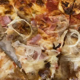 Ham, sausage and onion