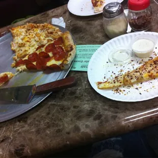 Half pepperoni and chicken :)