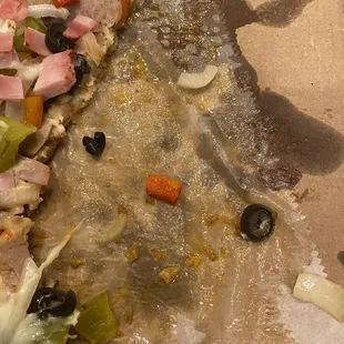Their greasy, soaked crust olive &quot;special&quot; pizza. Ewwwww