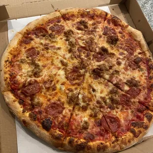 New York - extra cheese, pepperoni and sausage! Delicious!