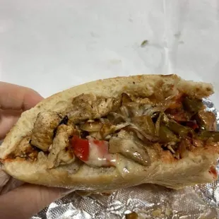 Chicken bomb in fresh made pita bread