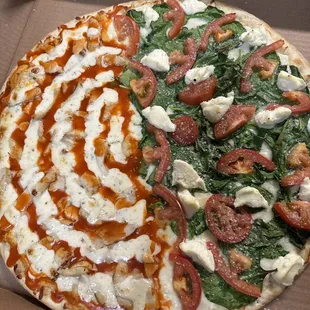 Half buffalo chicken ranch and half Italian flag  The best Italian pizza  on Giovanni trattoria