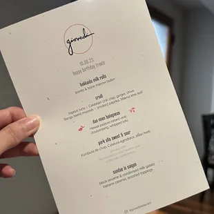 Birthday Menu 10.8.23