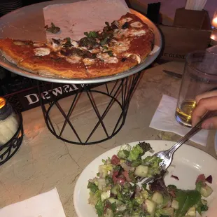 Funghi e Olive Pizza (12 inch- perfect for two) + Chopped Salad