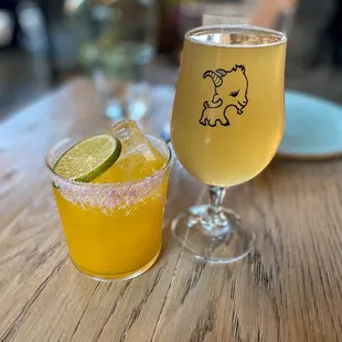 farmer&apos;s market margarita &amp; Flying Embers Passionfruit Hard Kombucha