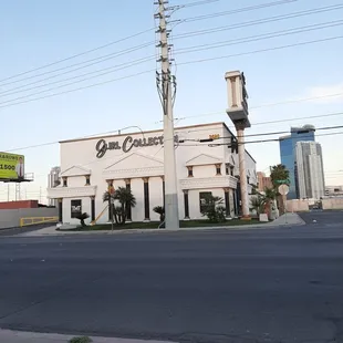 the corner of a city street