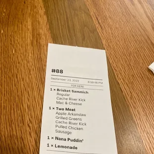 a menu for a restaurant