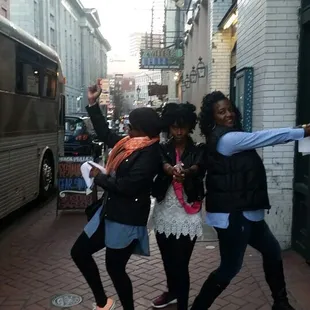 One of the stops in front of house of blues during our French Quarter Scavenger hunt! #CharliesAngels NOLA style.
