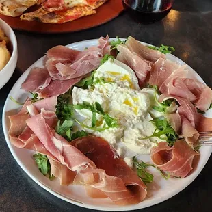 Prosciutto,  Burrata con Gnocco Fritto