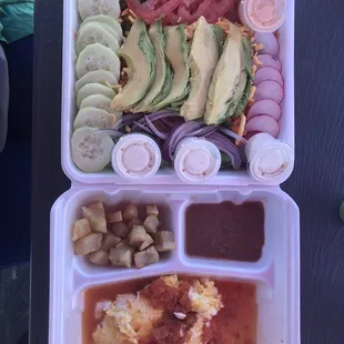 Avocado Salad &amp; Huevos Rancheros breakfast plate