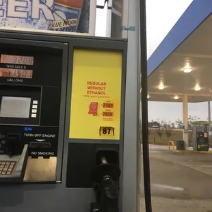 Non ethanol or ethanol gas is sold here