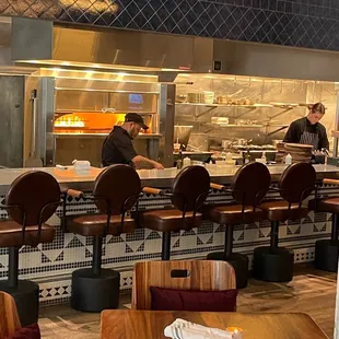 Open kitchen people can watch while there food is prepared !!