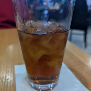 Unsweet ice tea was so refreshing. Perfect strength - strong but not bitter!