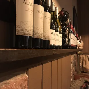 a row of wine bottles
