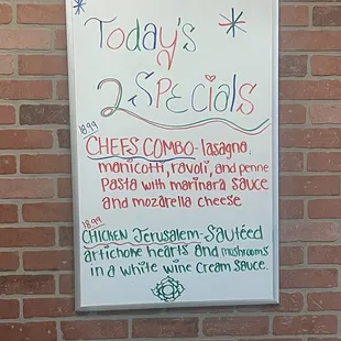 Specials Menu