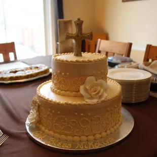 a wedding cake on a table