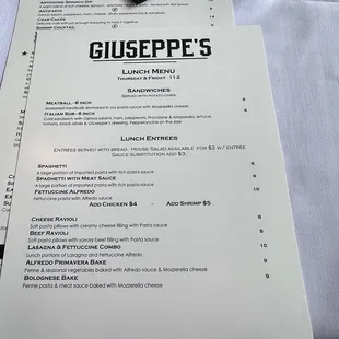 menu