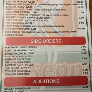 Take out menu