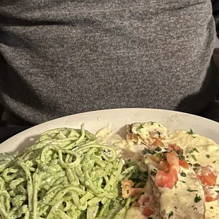 Salmon with pasta.  Salmone Al Granchio