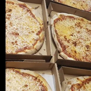 pizzas in boxes