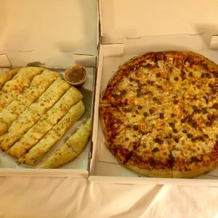 two pizzas in a box