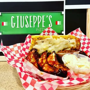 Baby Back Ribs and cheese garlic bread