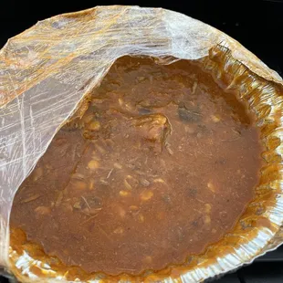 a pie in a plastic wrap
