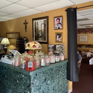 Hostess counter with candy galore