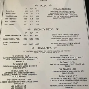 Dinner Menu