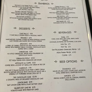 Dinner Menu