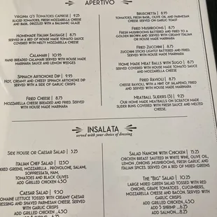 Dinner Menu