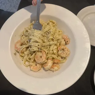 Fettuccine Alfredo with shrimp