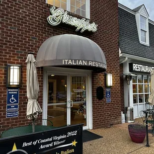 the entrance to the italian restaurant