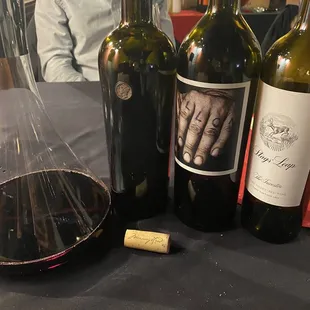 wine bottles and a cork