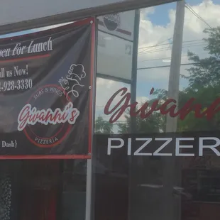 This is the front of the pizzeria