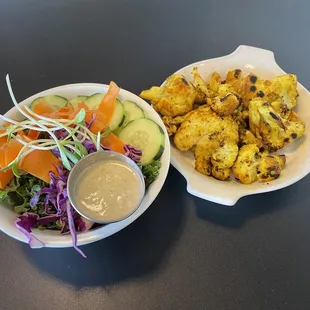 Tumeric Cauliflower Side Salad w/ Kale instead of mixed greens