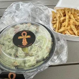 Chicken Shawarma Plate with garlic fries