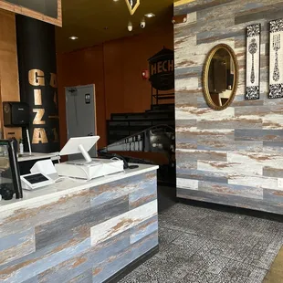 the front desk of the restaurant