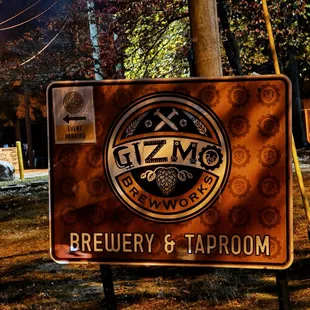 a sign for a taproom