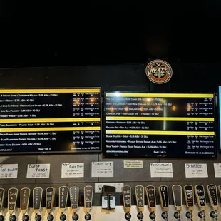 a variety of beer taps