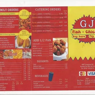 menu and prices