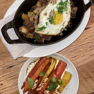 Duck hash, roasted carrots