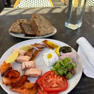 Fish Plate (small) with Pastrami Lox, Salmon Belly, Smoked Trout