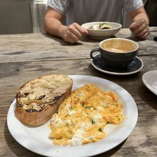 Eggs with labneh and brisket hash
