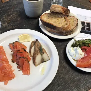Classic Lox, Herb Gravlax, Pastrami Gravlax