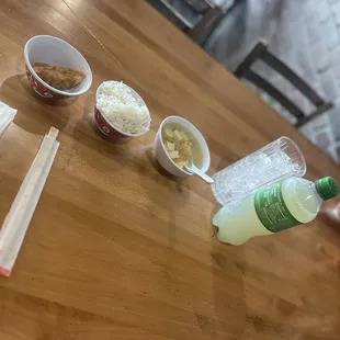 Sides with done in. Complementary.