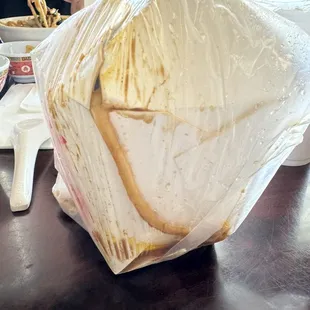 This is how they served you for TO-GO. Even the pig cant eat it like this