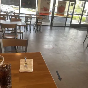 Table I was moved to and the table I was sitting at. Alone in the restaurant.  This is about the weirdest thing I can remember.